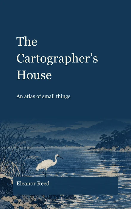Indigo Crane cover design rendered in FolioSmith